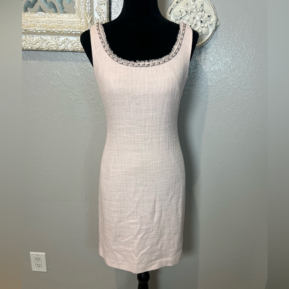 Karl Lagerfeld Blush Pink tweed shift dress - Picture 4 of 10